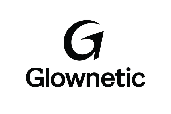 Black cool logo that say “Glownetic”